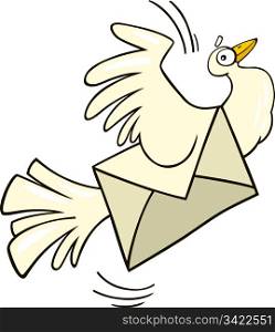 Illustration of cartoon mail pigeon