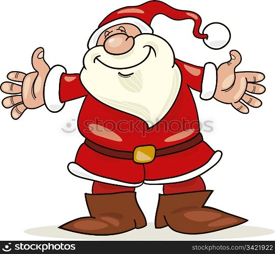 Illustration of cheerful santa claus with open arms