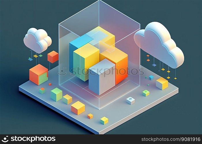 Illustration of cloud technologies. Generative Ai image. Illustration of cloud technologies