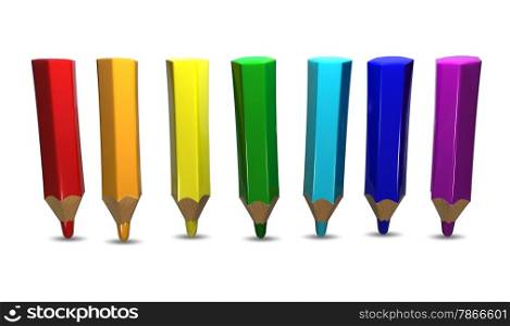 Illustration of Colored Pencils on White Background