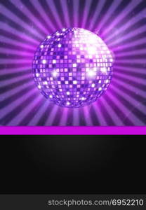 Illustration of colorful disco ball music background.