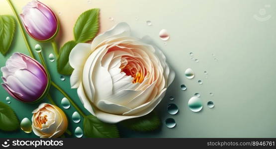 Illustration of Colorful Rose Flower In Bloom