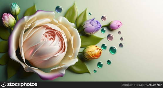 Illustration of Colorful Rose Flower In Bloom