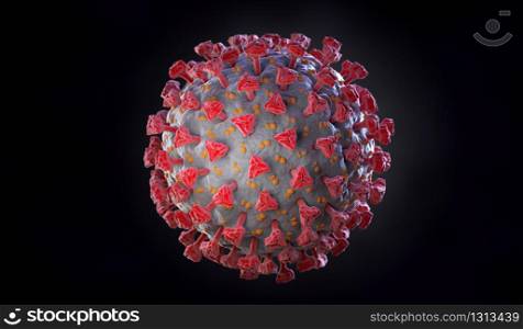 Illustration of Coronavirus. Clipping path included. 3D illustration. Illustration of Coronavirus. A pathogen that attacks respiratory tract