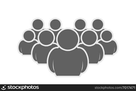 Illustration of crowd of people icon silhouettes, 3D rendering