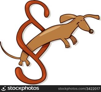 Illustration of dachshund dog in huge paragraph sign