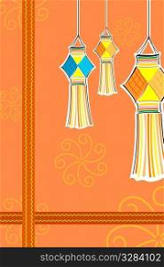illustration of diwali card with candle