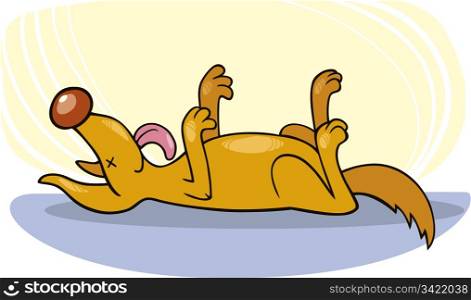 Illustration of dog doing play dead trick