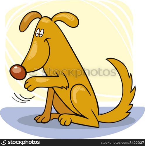 Illustration of Dog doing wave hello trick