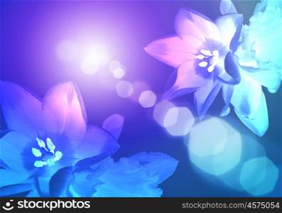 Illustration of floral colour background with light spot
