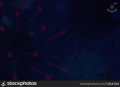 illustration of flu VIRUS abstract on dark blue background, Digital paint Covid 19, Wuhan virus disease. Corona Virus Cell for template background,.microbiology concept for medical healthcare