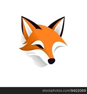 Illustration of fox head logo design template. Vector animal icon.