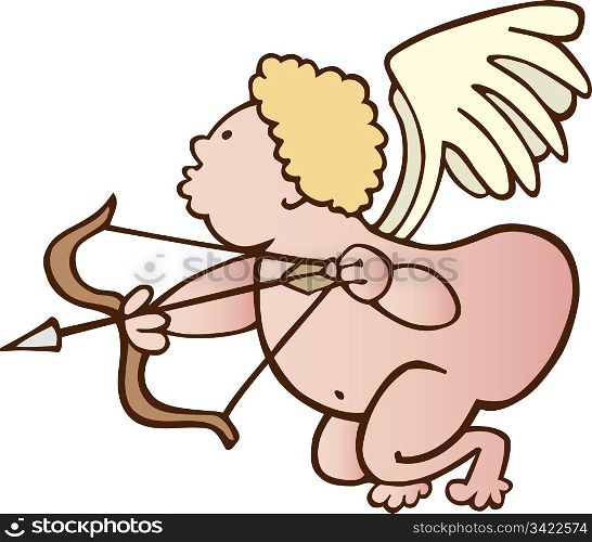 Illustration of Funny Cupid with bow