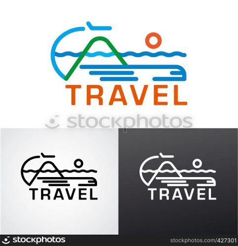 illustration of graphic sign and logo for travel, resort and cruise. logo for travel