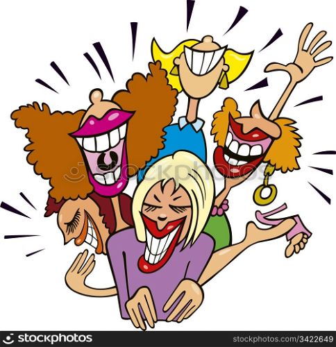 Illustration of group of Women having fun and laughing