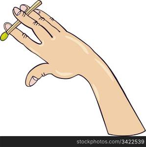 Illustration of Hand doing trick with match