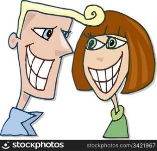 Illustration of happy couple in love smiling