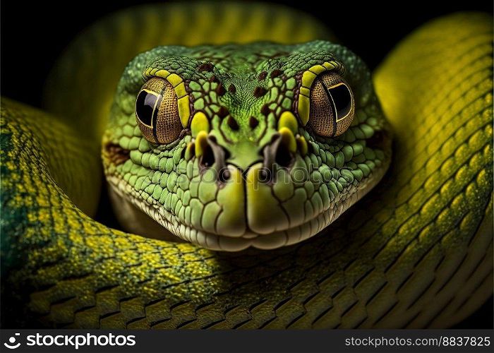 Illustration of head of snake created by generative AI  