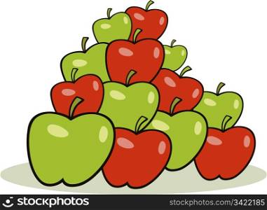 illustration of heap of red and green apples