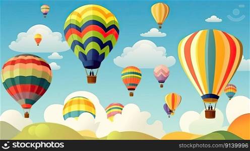 Illustration of hot air balloon festival banner by generative AI