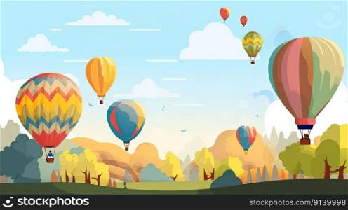 Illustration of hot air balloon festival banner by generative AI