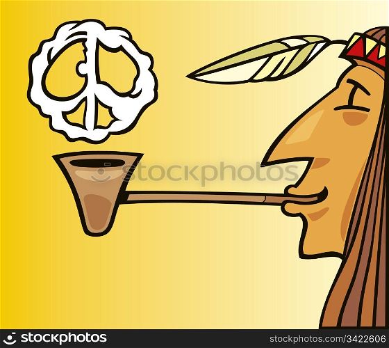 Illustration of indian smoking pipe of peace