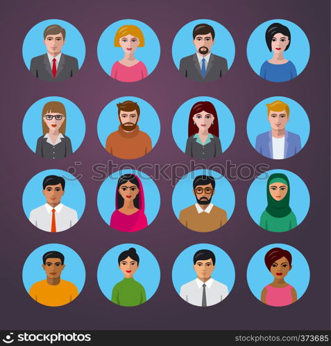 illustration of international avatars icons for social media. international avatars icons