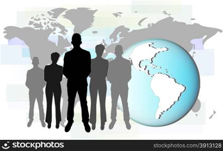 Illustration of international business people with earth. Elements of this image are furnished by NASA