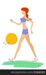 illustration of lady exercising in the morning