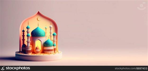 Illustration of Mosque for Eid Islamic Ramadan Greeting