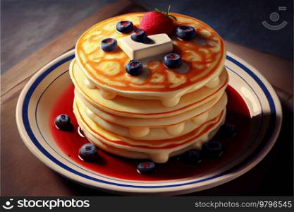 Illustration of mouthwatering stack of traditional american pancakes. Mouthwatering traditional american pancakes