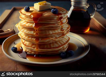 Illustration of mouthwatering traditional american pancakes. Mouthwatering traditional american pancakes