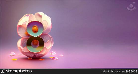 Illustration of number 8 and floral decoration for background and banner for 8th march women’s day with copy space