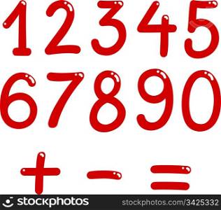 illustration of numbers from zero to nine and math symbols