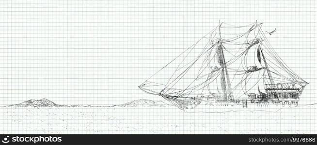 illustration of Old sailboat 