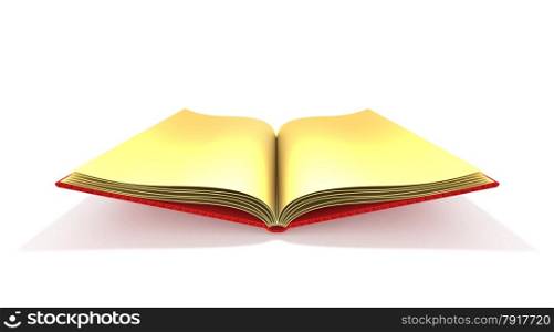 Illustration of opened book with gold pages against white background.. Opened Book Illustration