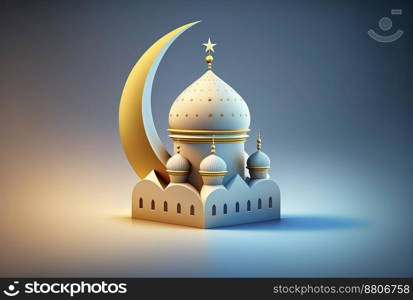 Illustration of ramadan background with mosque and star moon ornament