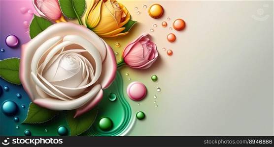 Illustration of Realistic Beautiful Colorful Rose Flower In Bloom