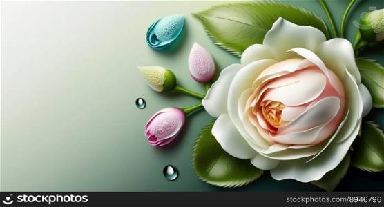 Illustration of Realistic Beautiful Rose Flower In Bloom