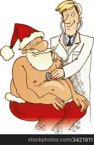 Illustration of Santa Claus and doctor