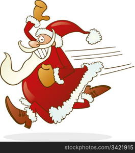 Illustration of santa claus running