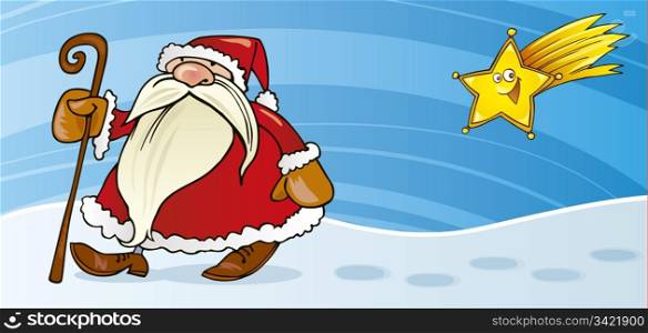 Illustration of santa claus with christmas star