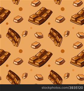 Illustration of seamless pattern with doodle chocolate bar
