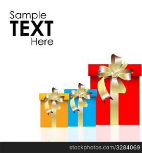 illustration of set of vector gift boxes on an isolated background with sample text