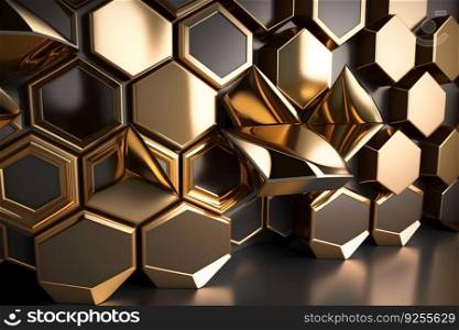 Illustration of shiny honeycomb gold background. Neural network AI generated art. Illustration of shiny honeycomb gold background. Neural network AI generated