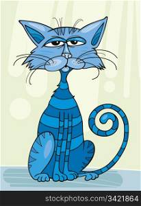 Illustration of sitting blue cat