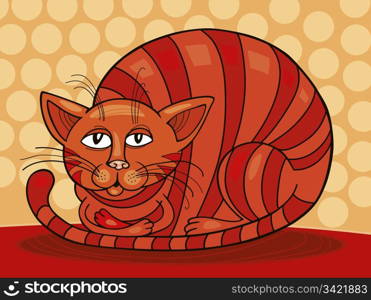 illustration of sleepy Red Cat