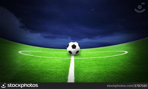 illustration of soccer field and soccer with night sky