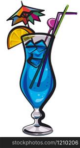 illustration of the alcohol blue lagoon cocktail. blue lagoon cocktail