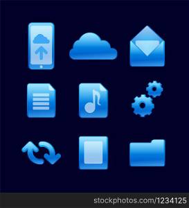 illustration of the cloud service storage technology icons. cloud service icons